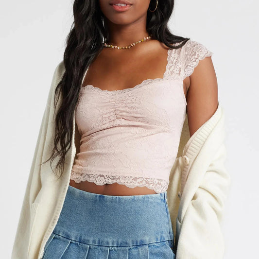 Square Neck Short Sleeve Tee  Crop Tops