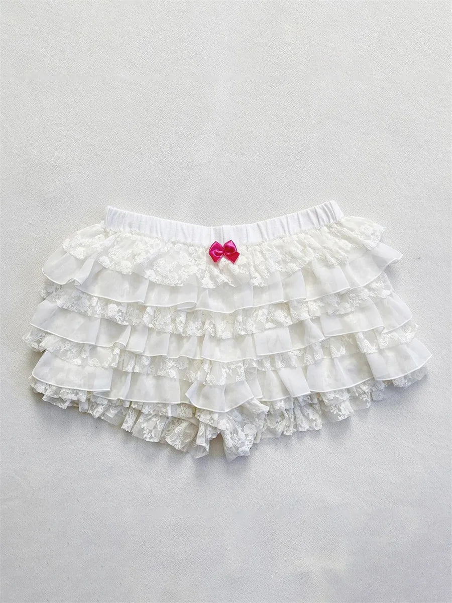 Lace Layered Ruffle Shorts