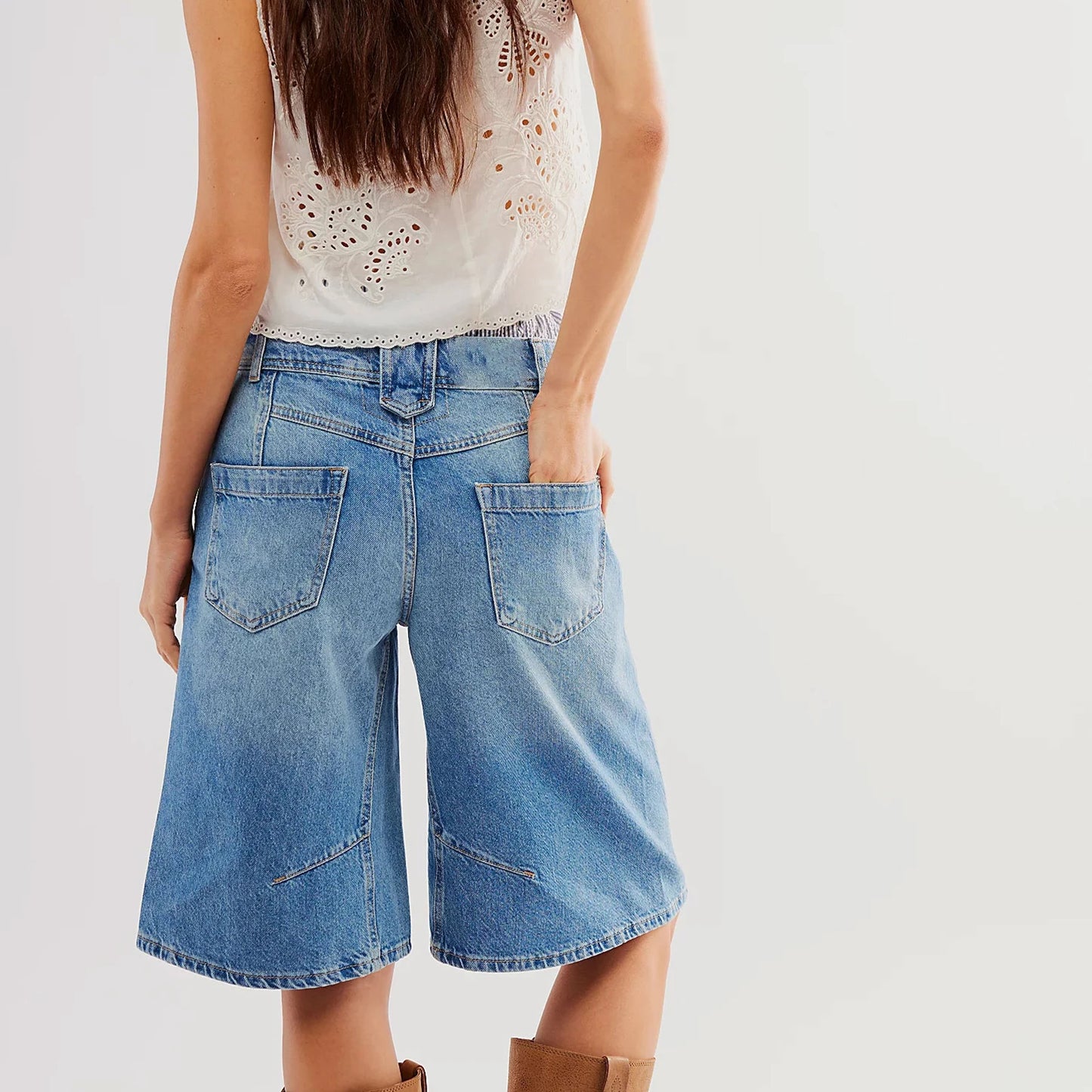Women's High-Waisted Baggy Denim Shorts