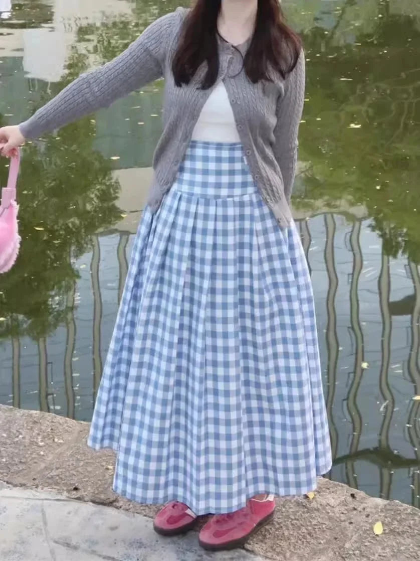 Pink Plaid Puffy Skirt