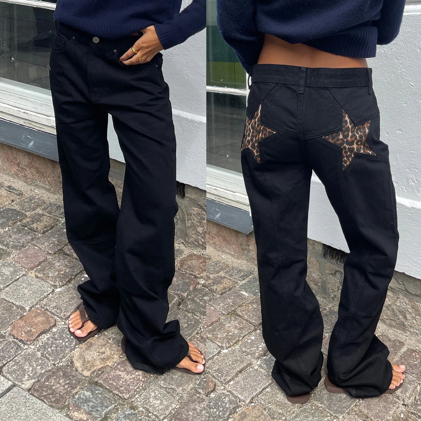 Star Print Loose Fit Denim Jeans
