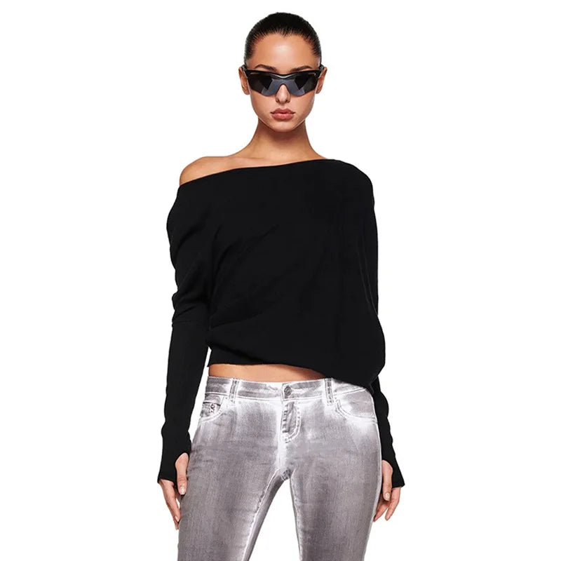 White Off Shoulder Pullover T-shirt