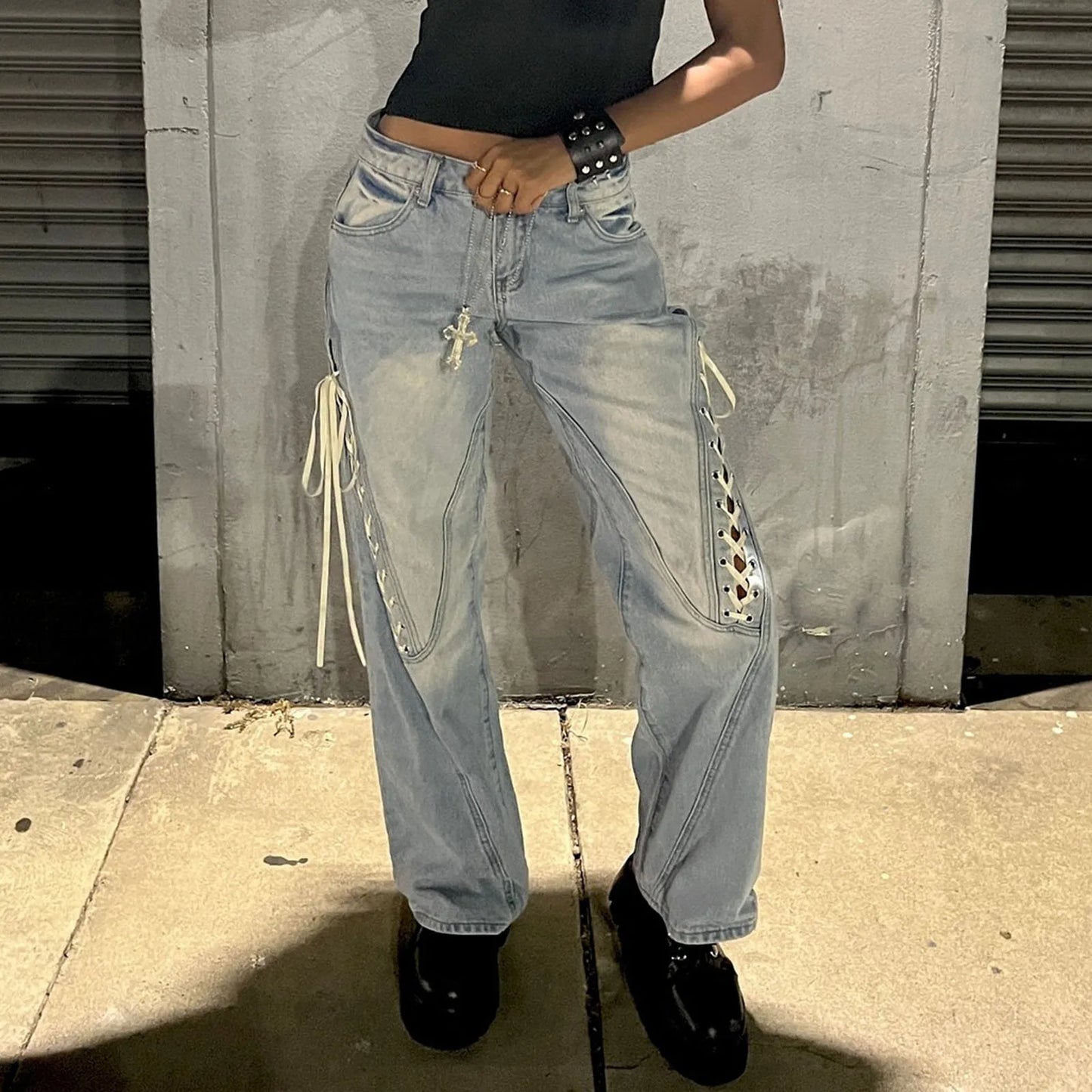 Retro Wide Leg Buttoned Jeans