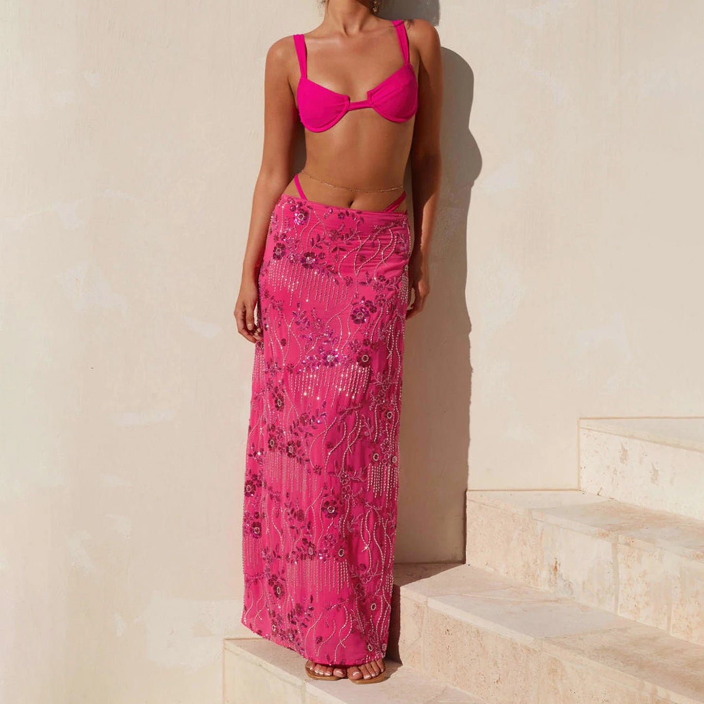 Beaded Sequined Maxi Skirt