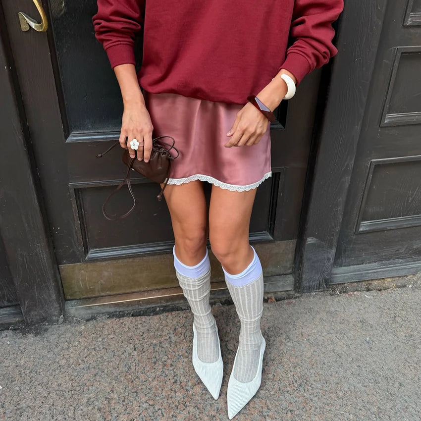Satin White Mini Skirts