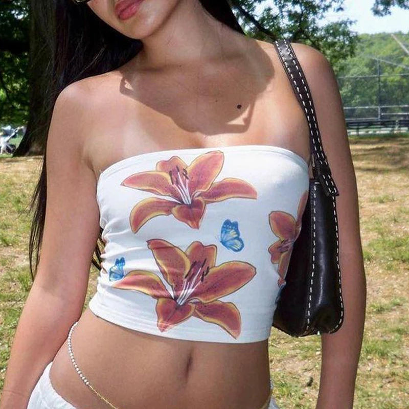 Floral Bow Tube Top
