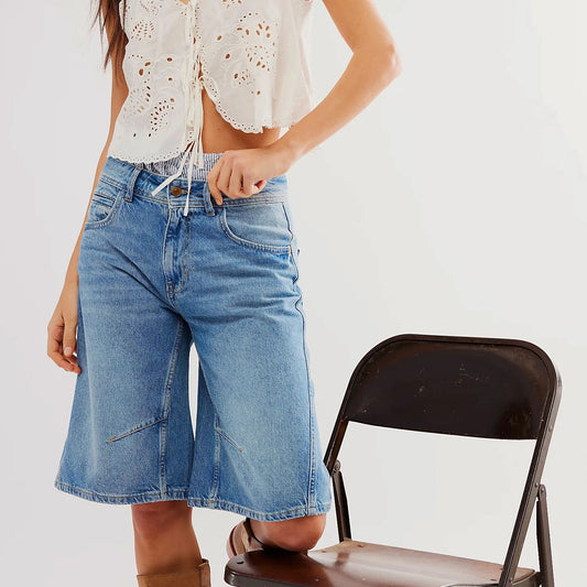 Women's High-Waisted Baggy Denim Shorts