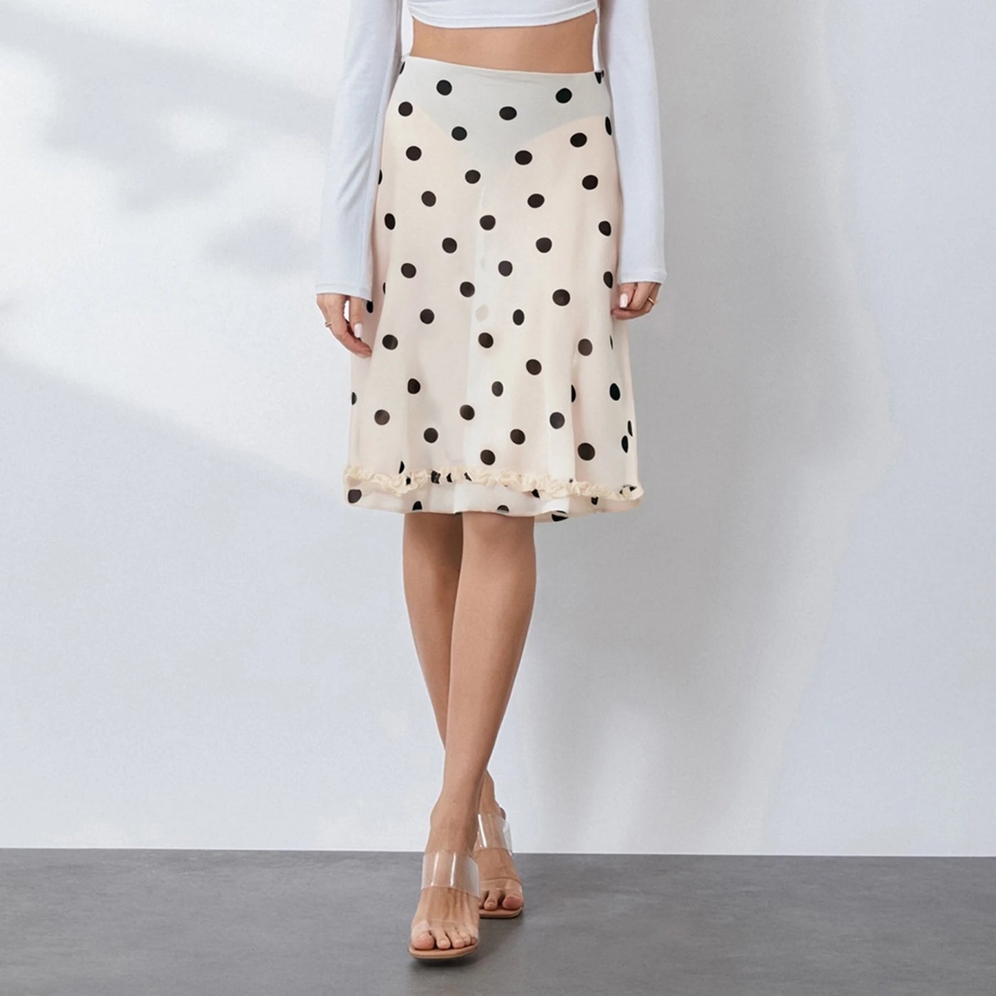 Sheer Skirts Knee Length Low Rise Ruffles