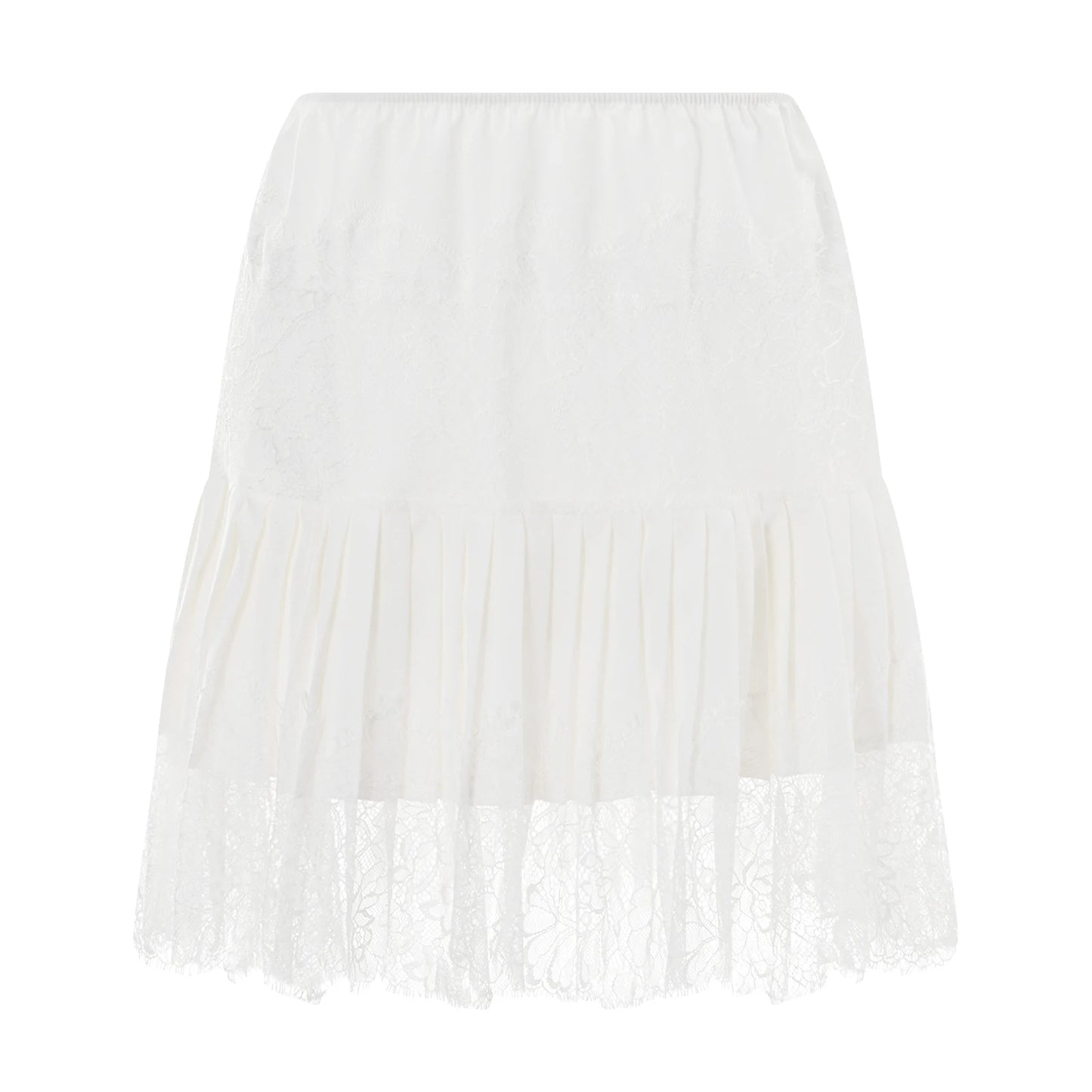 Floral Lace Pleated Mini Skirt