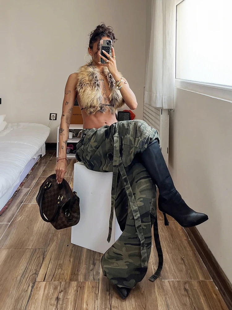 Leopard backless vest