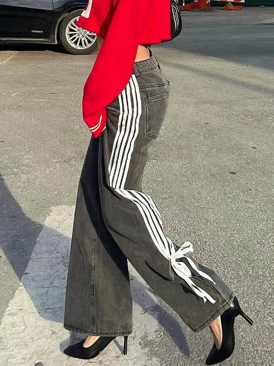 Side Stripe Low-Rise Jeans
