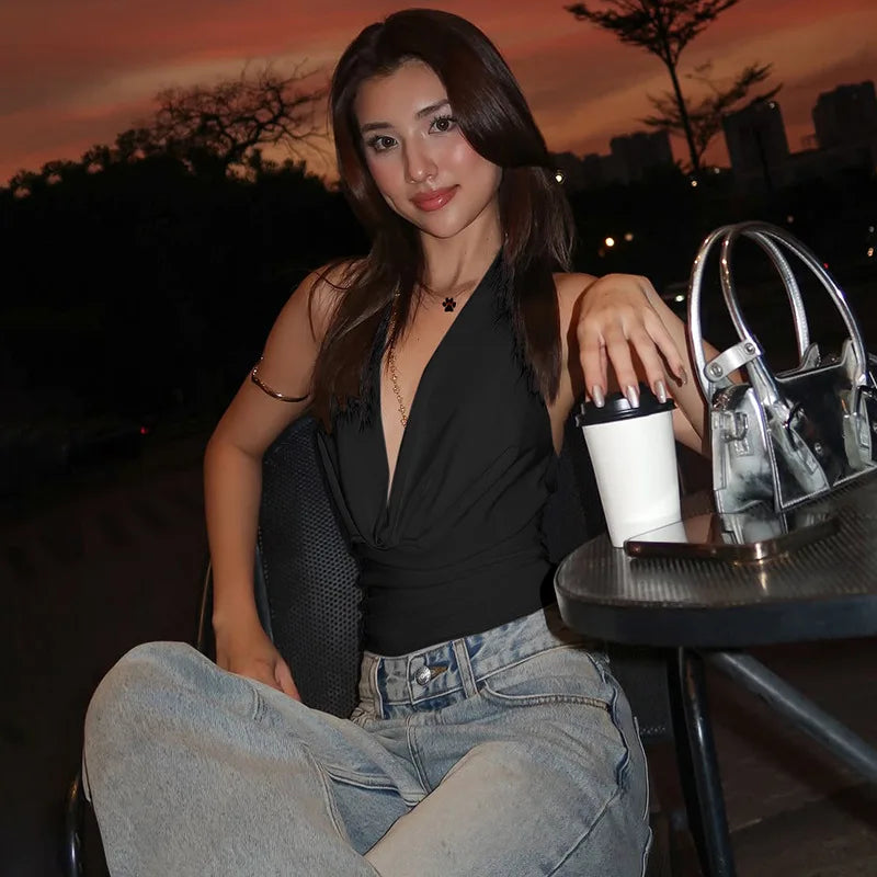 Deep V Backless Mini Top