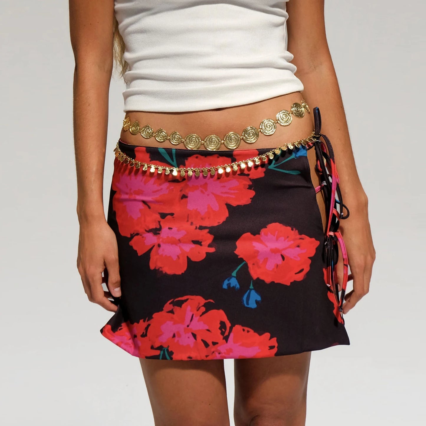 Slim Fit Tie-Dye Flower Print Mini Skirt
