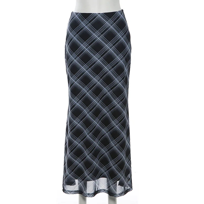 Plaid High Waist Slim Fit Skirt
