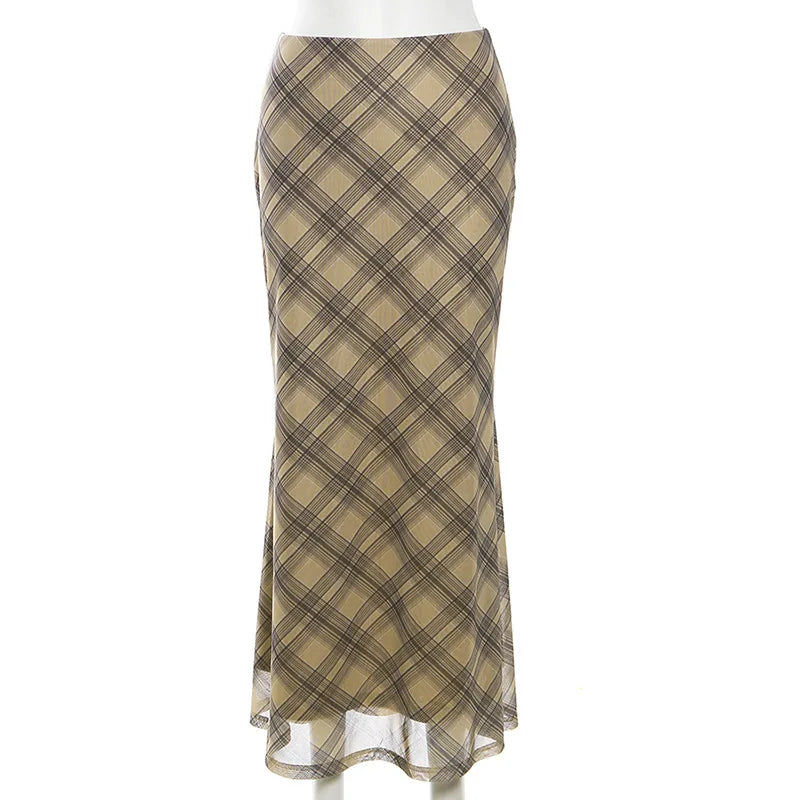 Plaid High Waist Slim Fit Skirt